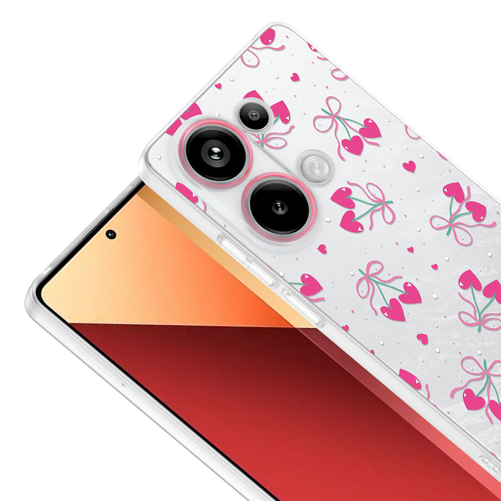 Xiaomi Redmi Note 13 Pro 4G Kılıf Kamera Korumalı Desenli Zore Klip Kapak Kalpli Kiraz
