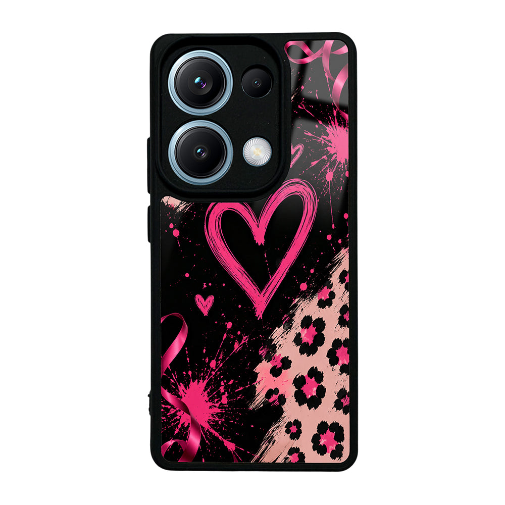 Xiaomi Redmi Note 13 Pro 4G Kılıf Kamera Korumalı Desenli Zore Lusi Kapak Pembe Kalp