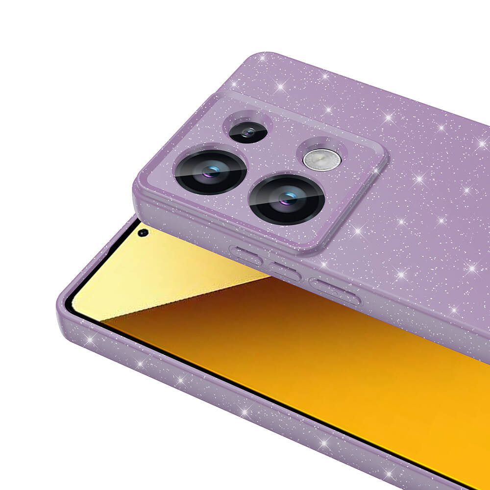 Xiaomi Redmi Note 13 Pro 4G Kılıf Kamera Korumalı Simli Lüks Zore Koton Kapak Pembe Koyu