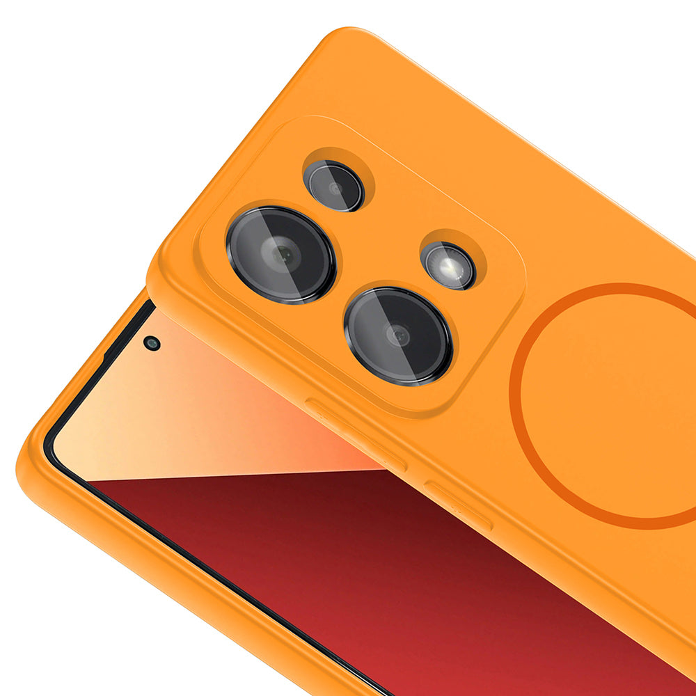 Xiaomi Redmi Note 13 Pro 4G Kılıf M-safe Şarj Özellikli Zore Meta Kapak Titanyum-Gri