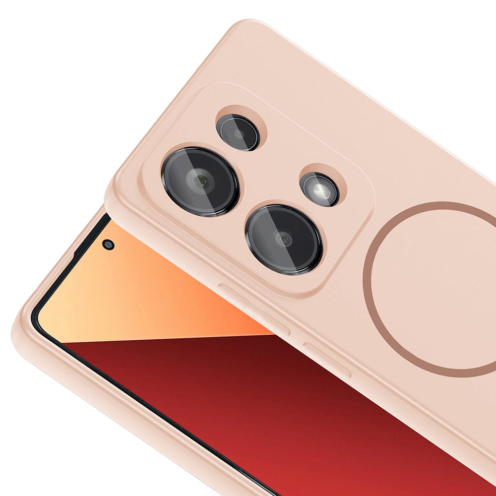 Xiaomi Redmi Note 13 Pro 4G Kılıf M-safe Şarj Özellikli Zore Meta Kapak Titanyum-Gri