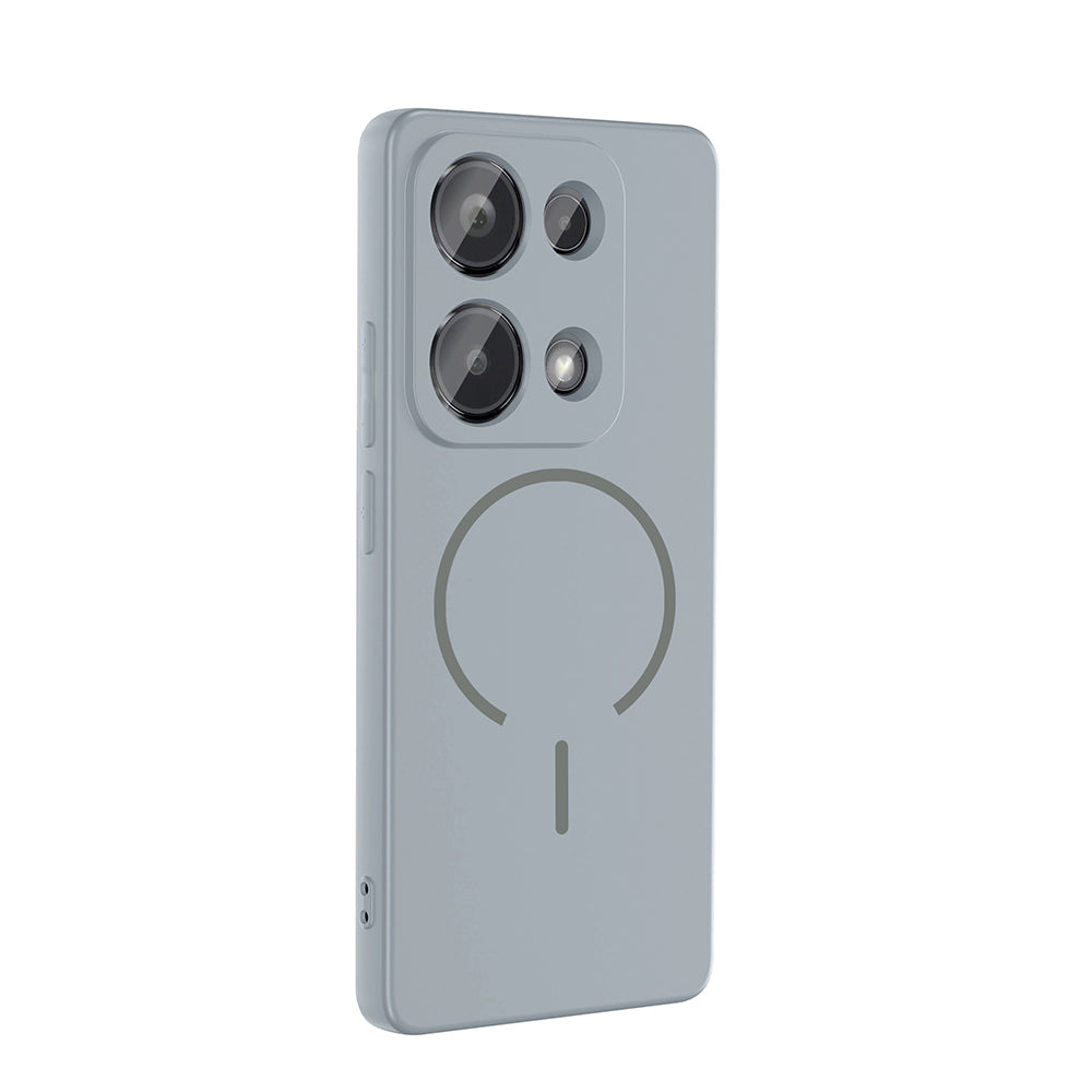 Xiaomi Redmi Note 13 Pro 4G Kılıf M-safe Şarj Özellikli Zore Meta Kapak Titanyum-Gri