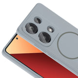 Xiaomi Redmi Note 13 Pro 4G Kılıf M-safe Şarj Özellikli Zore Meta Kapak Titanyum-Gri