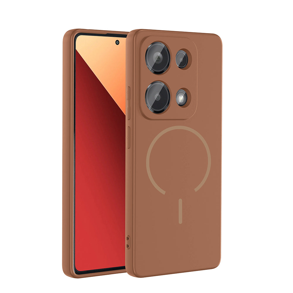 Xiaomi Redmi Note 13 Pro 4G Kılıf M-safe Şarj Özellikli Zore Meta Kapak Kahverengi