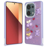 Xiaomi Redmi Note 13 Pro 4G Kılıf Parlayan Simli Kabartma Figürlü Zore Cevze Kapak Mor Ayı