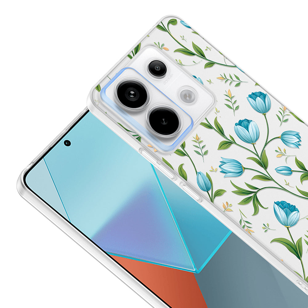 Xiaomi Redmi Note 13 Pro 5G Kılıf Kamera Korumalı Desenli Zore Klip Kapak Mavi Lale