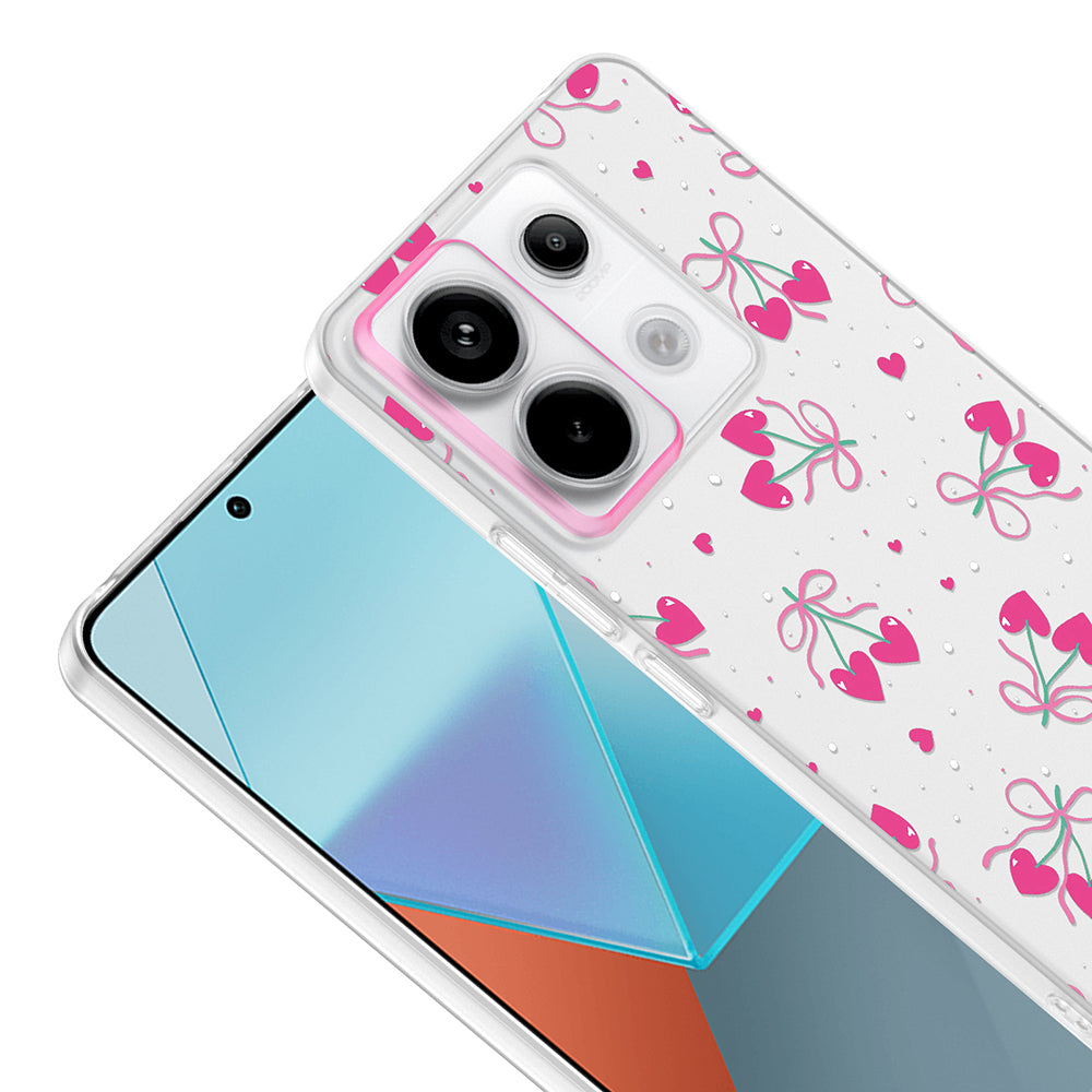 Xiaomi Redmi Note 13 Pro 5G Kılıf Kamera Korumalı Desenli Zore Klip Kapak Kalpli Kiraz