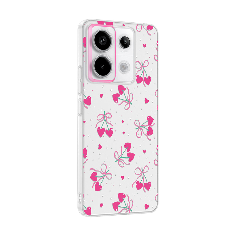 Xiaomi Redmi Note 13 Pro 5G Kılıf Kamera Korumalı Desenli Zore Klip Kapak Kalpli Kiraz