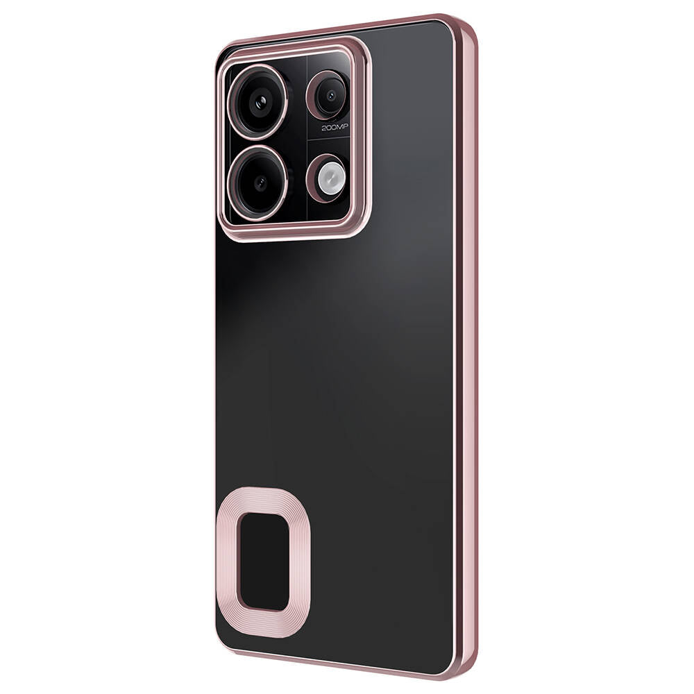 Xiaomi Redmi Note 13 Pro 5G Kılıf Kamera Korumalı Logo Gösteren Zore Omega Kapak Rose Gold