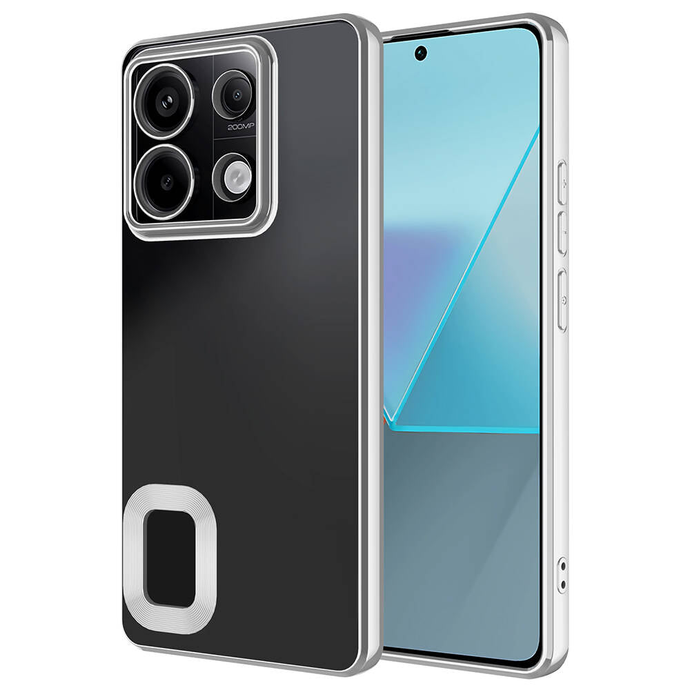 Xiaomi Redmi Note 13 Pro 5G Kılıf Kamera Korumalı Logo Gösteren Zore Omega Kapak Gümüş