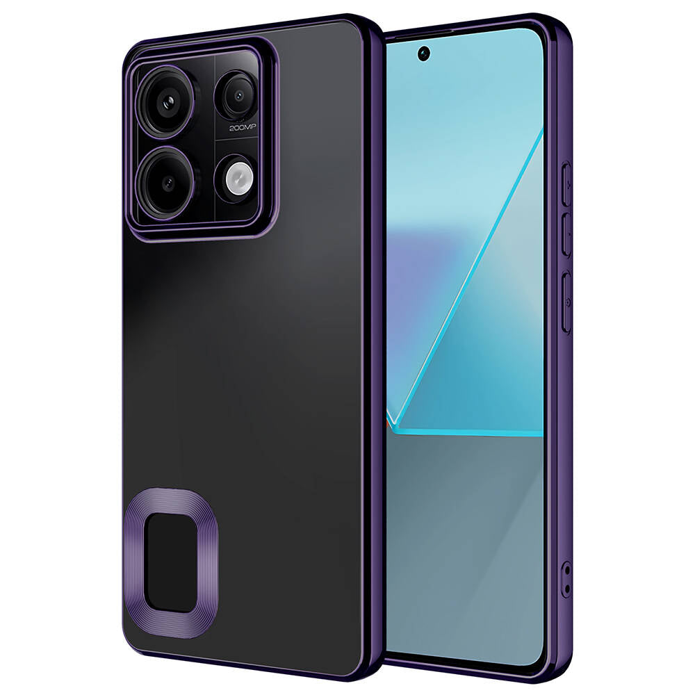 Xiaomi Redmi Note 13 Pro 5G Kılıf Kamera Korumalı Logo Gösteren Zore Omega Kapak Derin Mor
