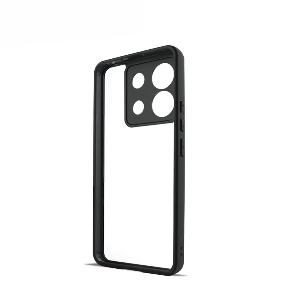 Xiaomi Redmi Note 13 Pro 5G Kılıf Kamera Korumalı Şeffaf Arka Yüzey Zore New Roll Kapak Siyah