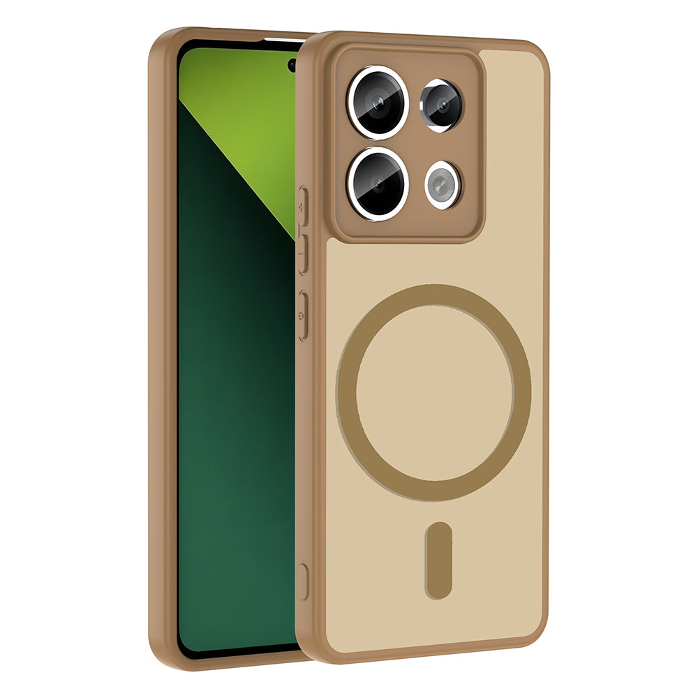 Xiaomi Redmi Note 13 Pro 5G Kılıf M-safe Şarj Özellikli Zore Babet Kapak Kahverengi
