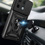 Xiaomi Redmi Note 13 Pro 5G Kılıf Magnetik Standlı Kamera Korumalı Zore Sürgülü Vega Kapak Mavi