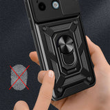 Xiaomi Redmi Note 13 Pro 5G Kılıf Magnetik Standlı Kamera Korumalı Zore Sürgülü Vega Kapak Mavi