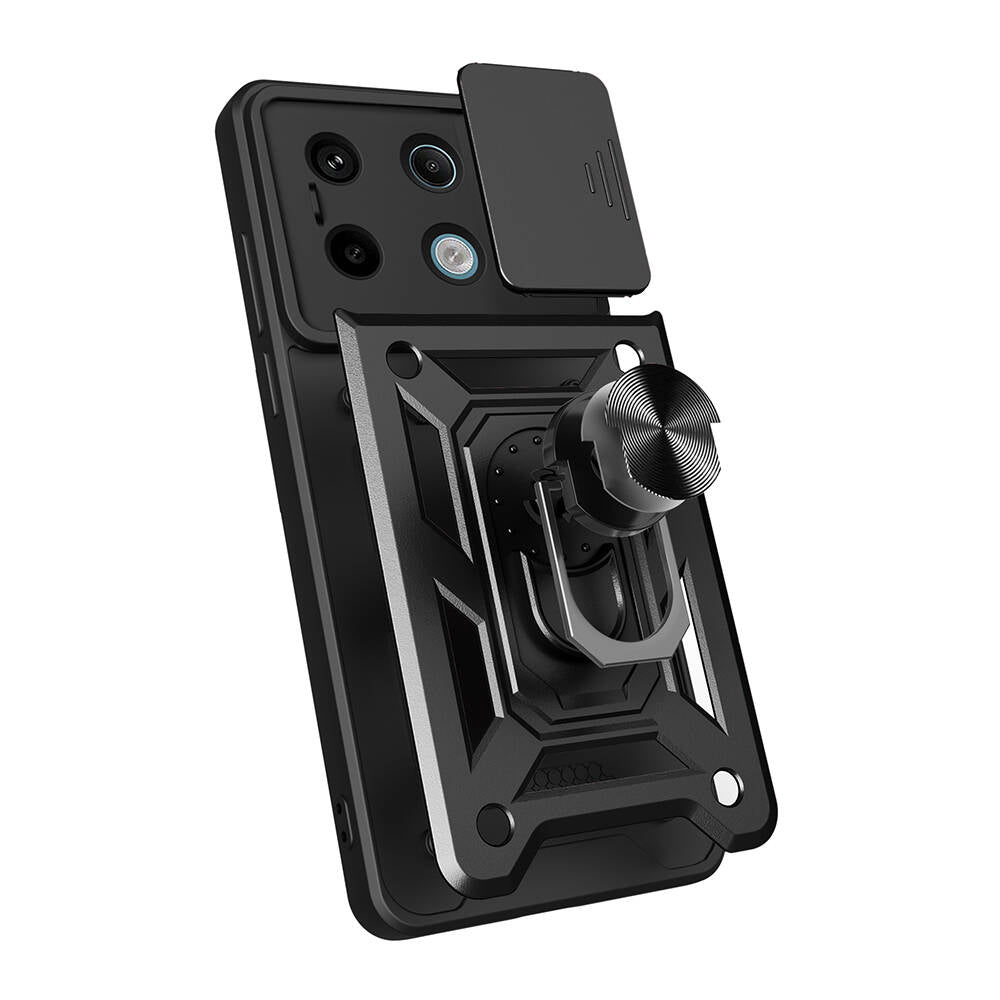 Xiaomi Redmi Note 13 Pro 5G Kılıf Magnetik Standlı Kamera Korumalı Zore Sürgülü Vega Kapak Mavi