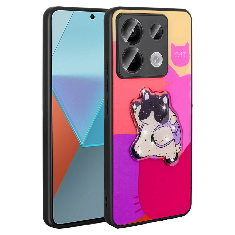 Xiaomi Redmi Note 13 Pro 5G Kılıf Parlayan Kabartmalı İkonik Figürlü Zore Amas Silikon Kapak Beyaz