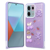 Xiaomi Redmi Note 13 Pro 5G Kılıf Parlayan Simli Kabartma Figürlü Zore Cevze Kapak Mor Ayı