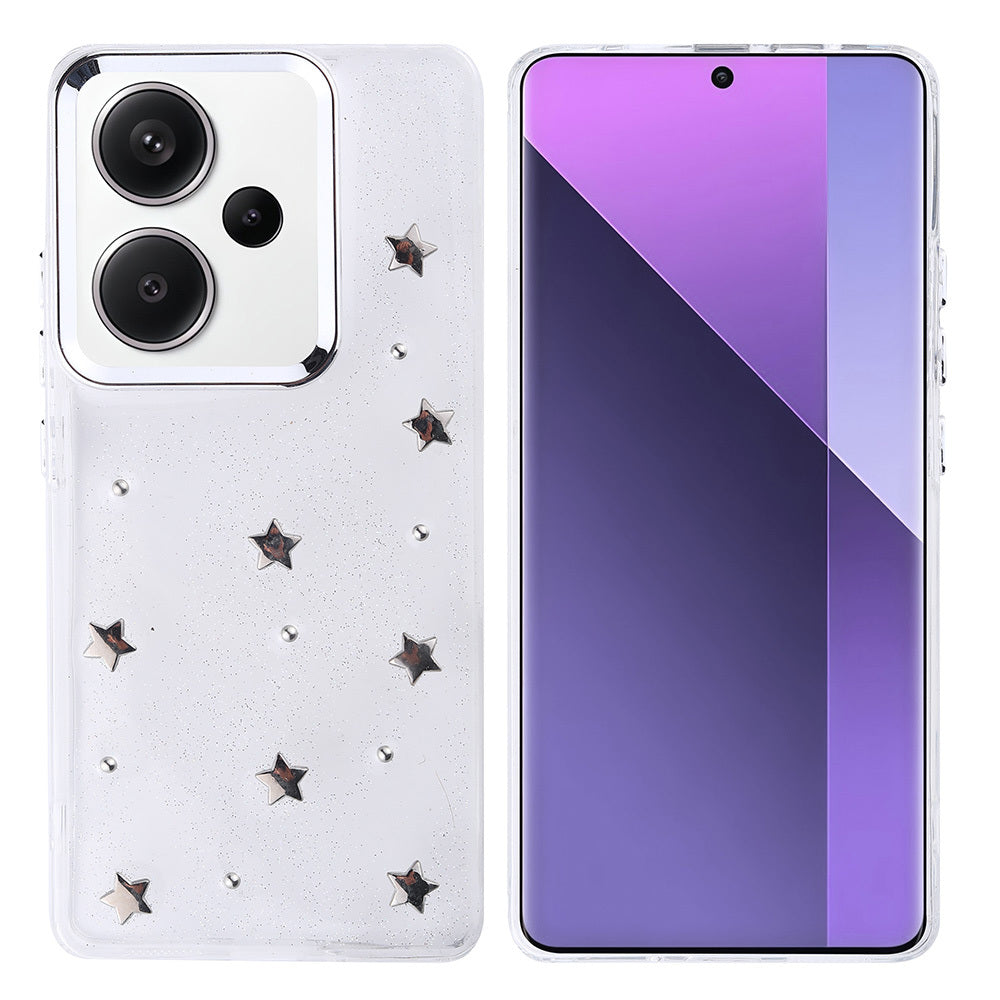 Xiaomi Redmi Note 13 Pro Plus 5G Kılıf Airbag Tasarımlı Simli Şeffaf Zore Kutup Kapak Yıldız