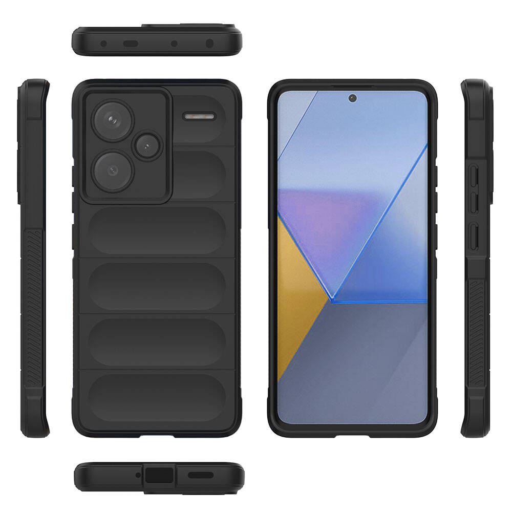 Xiaomi Redmi Note 13 Pro Plus 5G Kılıf Esnek TPU Oyuklu Arka Yüzey Tasarımlı Zore Etnik Silikon Kapak Koyu Yeşil