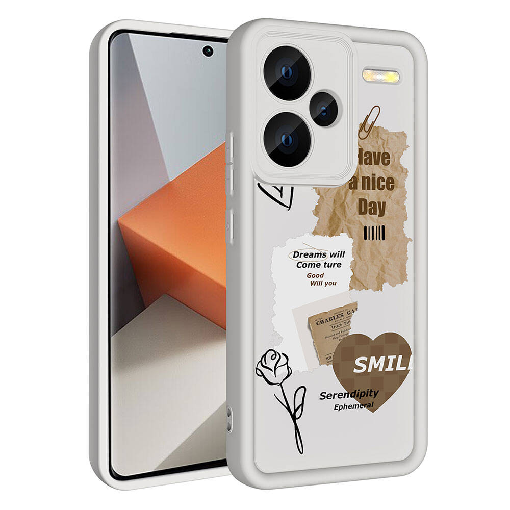 Xiaomi Redmi Note 13 Pro Plus 5G Kılıf Kamera Korumalı Baskılı Arka Yüzey Zore Klas Kapak Koyu Kahve