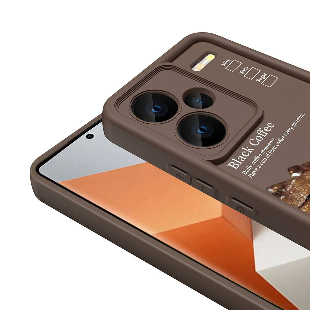 Xiaomi Redmi Note 13 Pro Plus 5G Kılıf Kamera Korumalı Baskılı Arka Yüzey Zore Klas Kapak Koyu Kahve