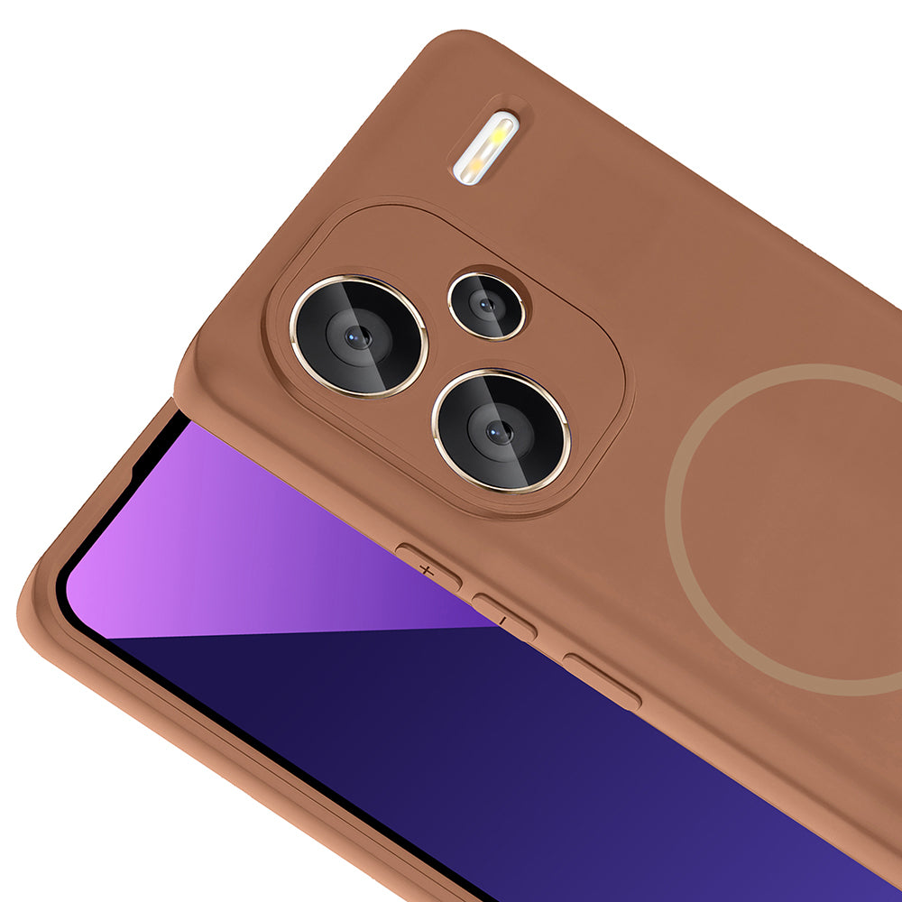Xiaomi Redmi Note 13 Pro Plus 5G Kılıf M-safe Şarj Özellikli Zore Meta Kapak Kahverengi
