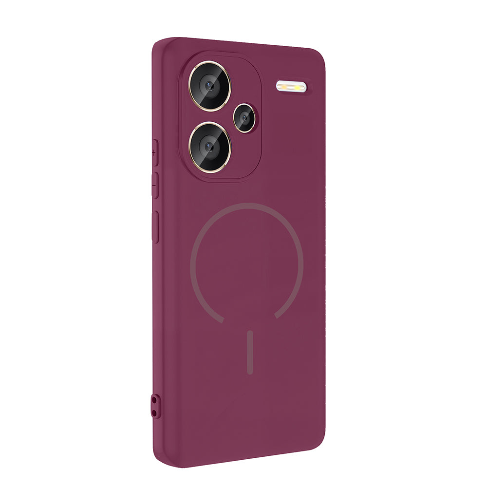 Xiaomi Redmi Note 13 Pro Plus 5G Kılıf M-safe Şarj Özellikli Zore Meta Kapak Kahverengi