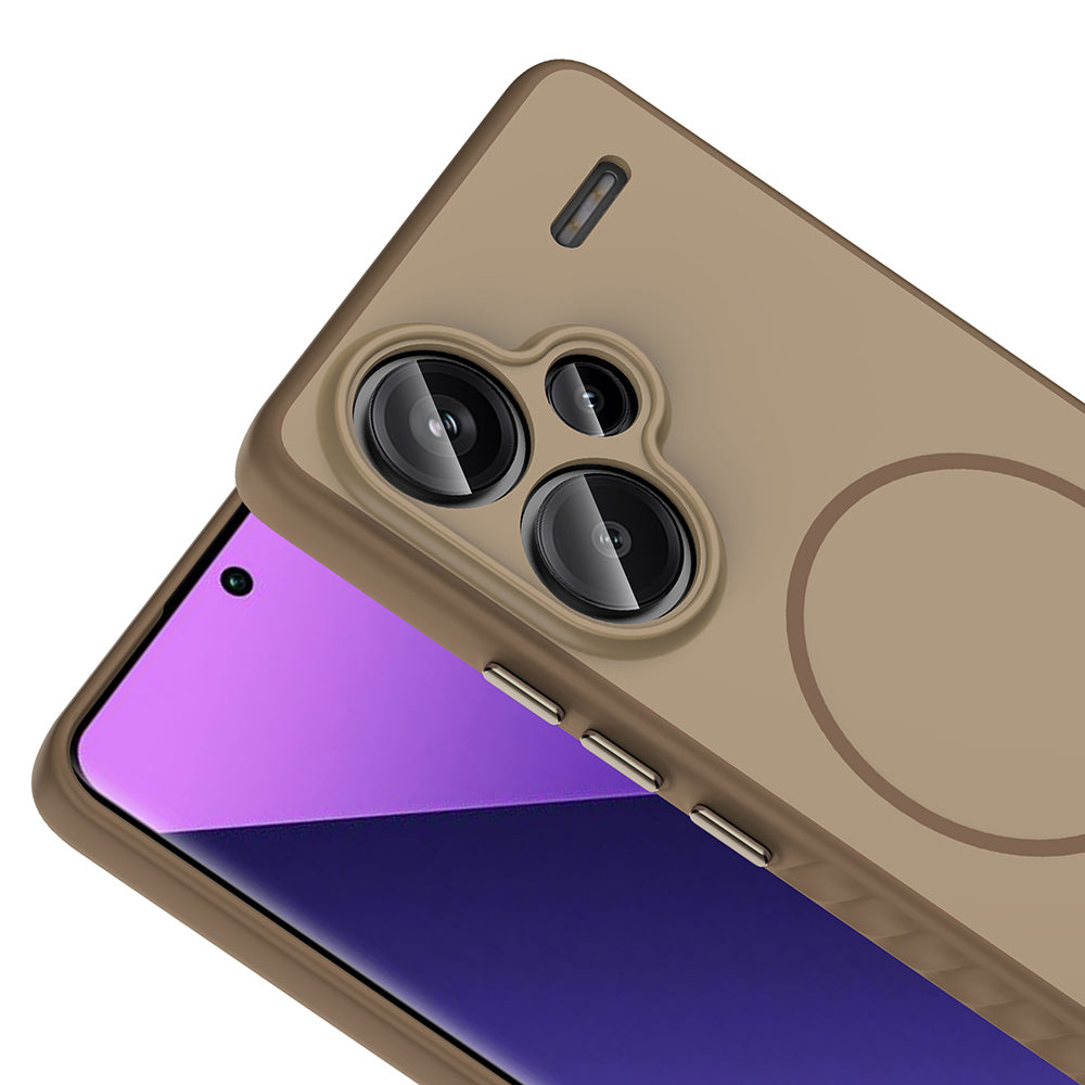 Xiaomi Redmi Note 13 Pro Plus 5G Kılıf M-safe Şarj Özellikli Zore Tea Kapak Gold