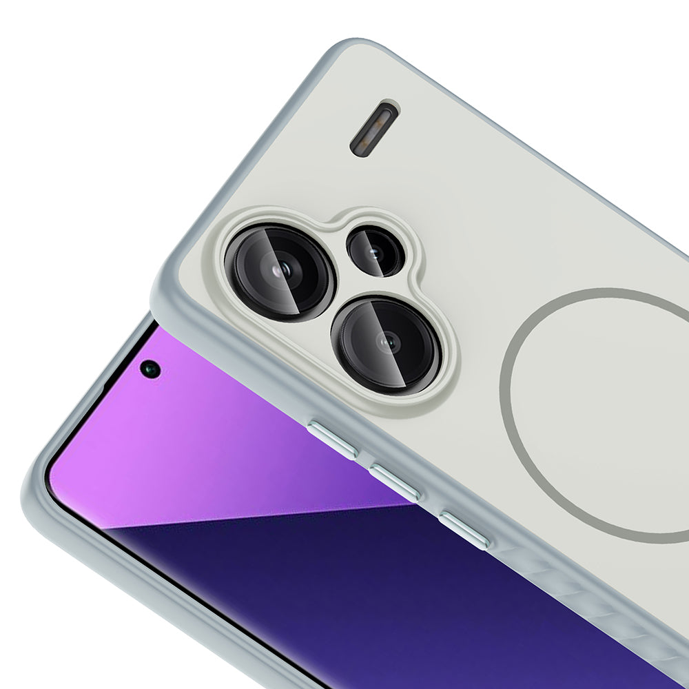 Xiaomi Redmi Note 13 Pro Plus 5G Kılıf M-safe Şarj Özellikli Zore Tea Kapak Gümüş
