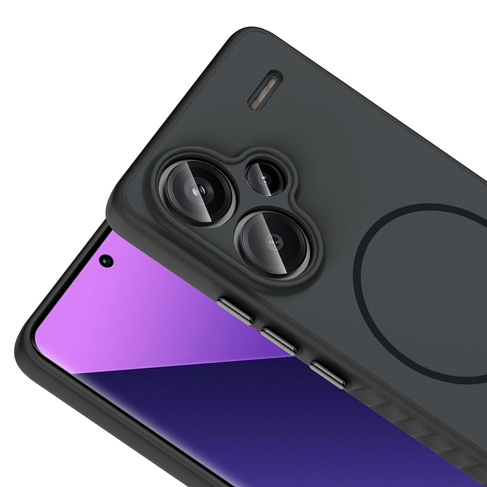 Xiaomi Redmi Note 13 Pro Plus 5G Kılıf M-safe Şarj Özellikli Zore Tea Kapak Siyah