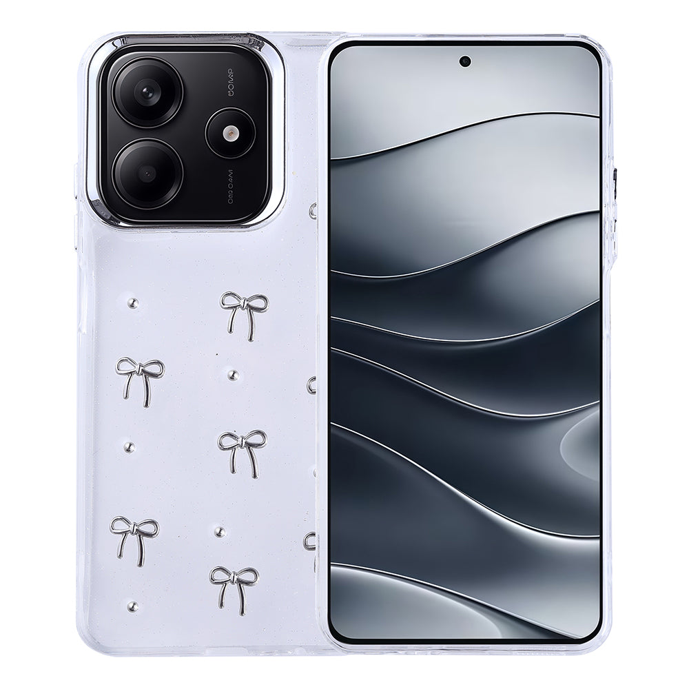 Xiaomi Redmi Note 14 4G Kılıf Airbag Tasarımlı Simli Şeffaf Zore Kutup Kapak Kiraz
