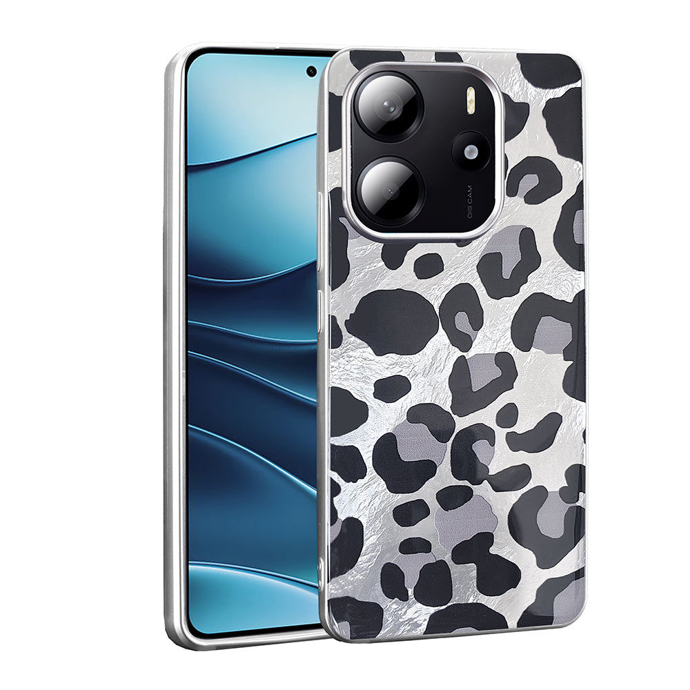 Xiaomi Redmi Note 14 4G Kılıf Desenli Zore Mep Kapak Gri Leopar