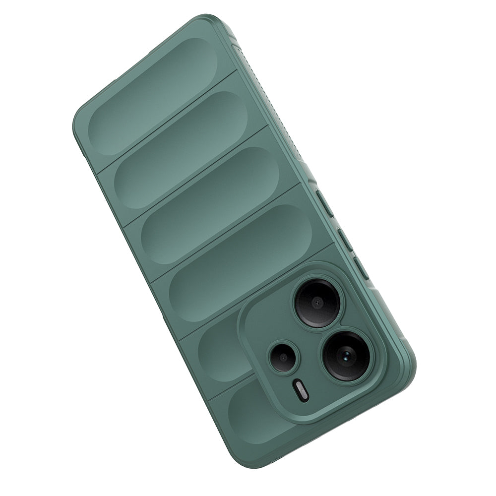 Xiaomi Redmi Note 14 4G Kılıf Esnek TPU Oyuklu Arka Yüzey Tasarımlı Zore Etnik Silikon Kapak Koyu Yeşil