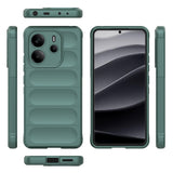 Xiaomi Redmi Note 14 4G Kılıf Esnek TPU Oyuklu Arka Yüzey Tasarımlı Zore Etnik Silikon Kapak Koyu Yeşil