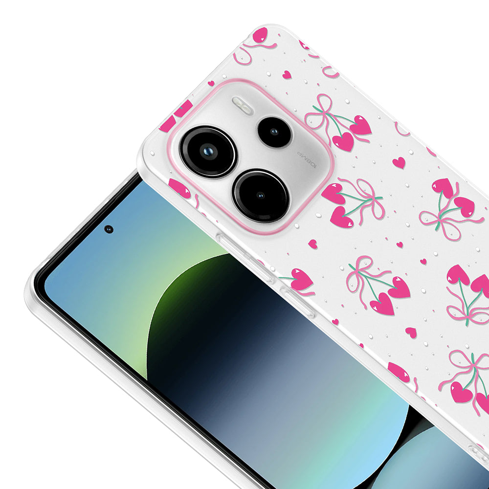Xiaomi Redmi Note 14 4G Kılıf Kamera Korumalı Desenli Zore Klip Kapak Kalpli Kiraz