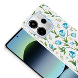 Xiaomi Redmi Note 14 4G Kılıf Kamera Korumalı Desenli Zore Klip Kapak Mavi Lale