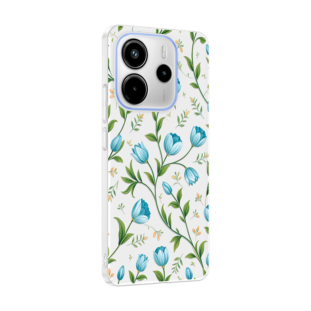 Xiaomi Redmi Note 14 4G Kılıf Kamera Korumalı Desenli Zore Klip Kapak Mavi Lale
