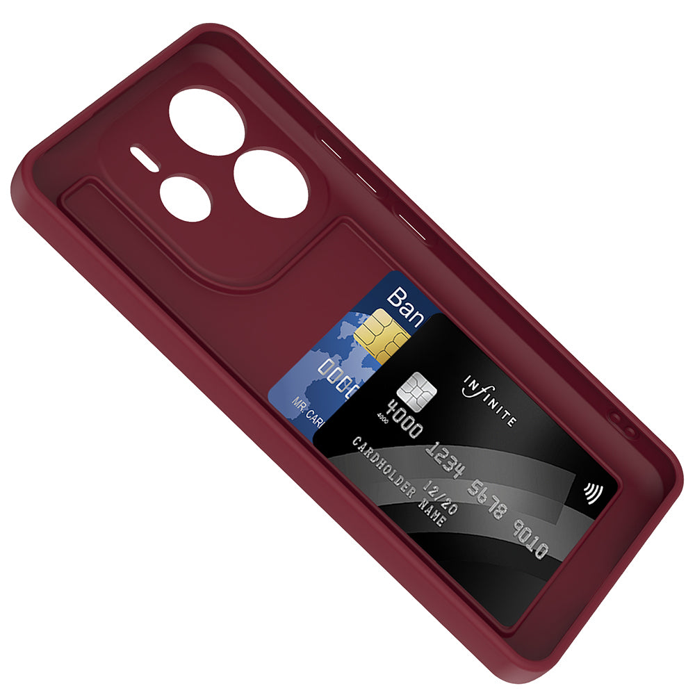 Xiaomi Redmi Note 14 4G Kılıf Kamera Korumalı Kartlık Hazneli Zore Vitra Kapak Mürdüm