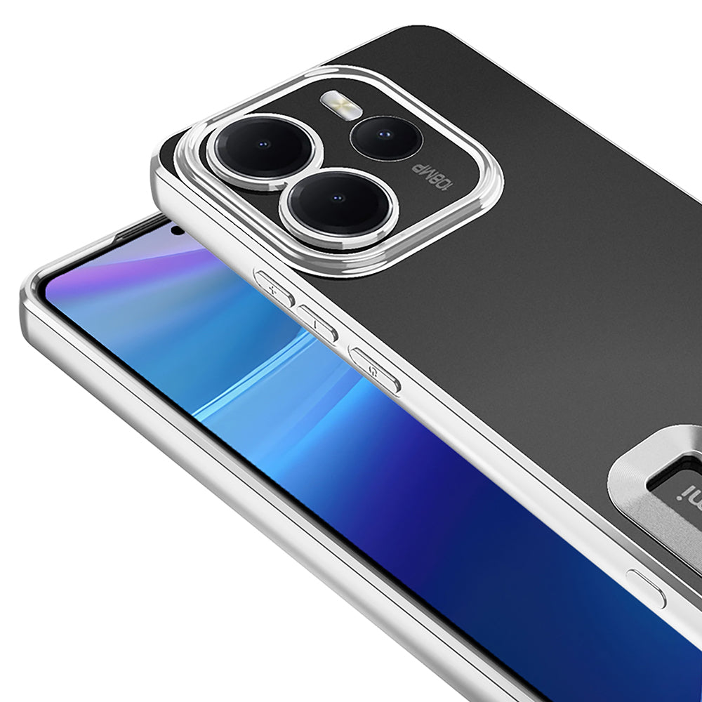 Xiaomi Redmi Note 14 4G Kılıf Kamera Korumalı Logo Gösteren Zore Omega Kapak Gümüş