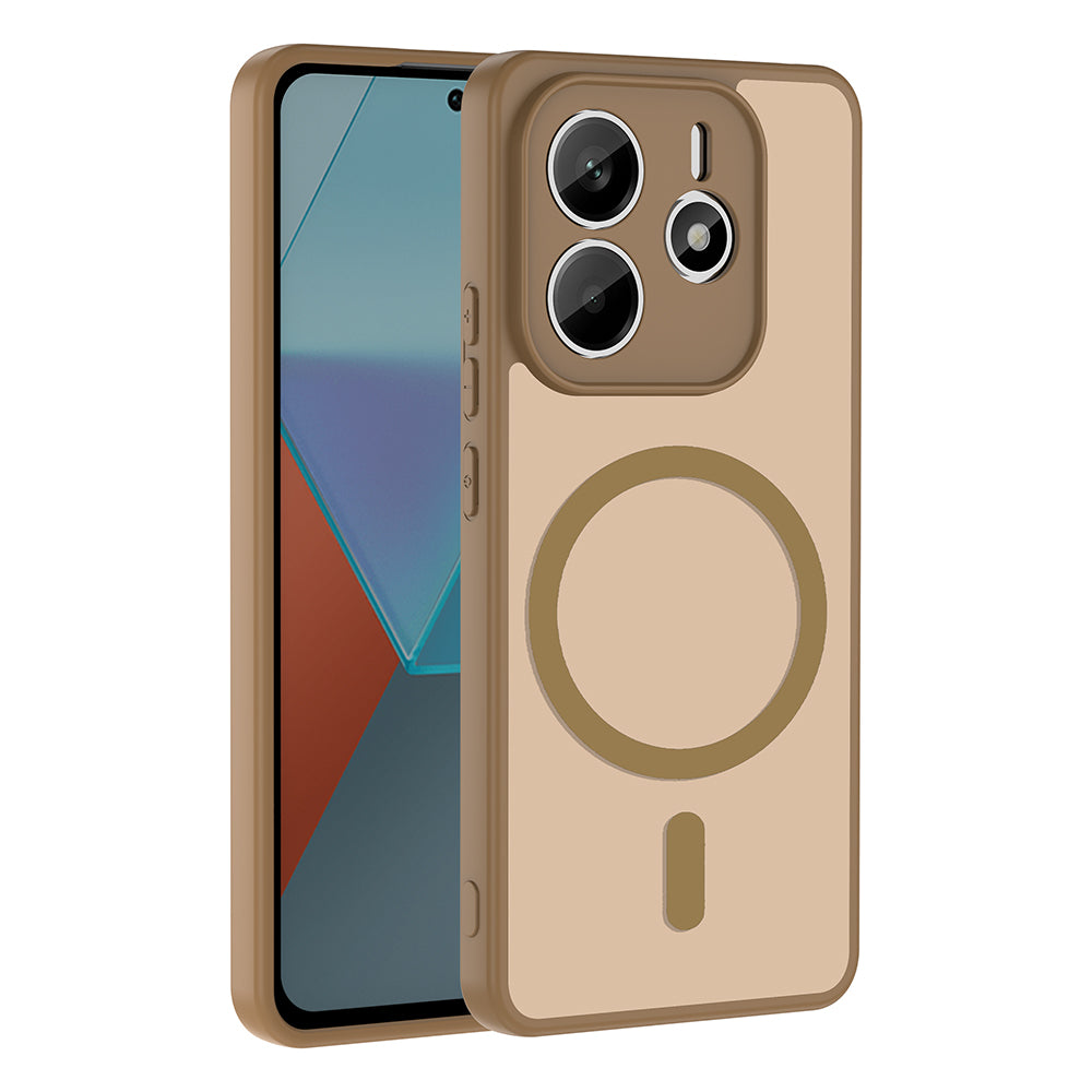 Xiaomi Redmi Note 14 4G Kılıf M-safe Şarj Özellikli Zore Babet Kapak Kahverengi