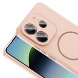 Xiaomi Redmi Note 14 4G Kılıf M-safe Şarj Özellikli Zore Meta Kapak Rose Pembe