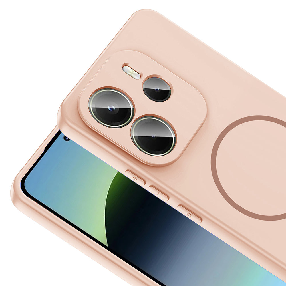 Xiaomi Redmi Note 14 4G Kılıf M-safe Şarj Özellikli Zore Meta Kapak Rose Pembe