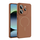 Xiaomi Redmi Note 14 4G Kılıf M-safe Şarj Özellikli Zore Meta Kapak Kahverengi