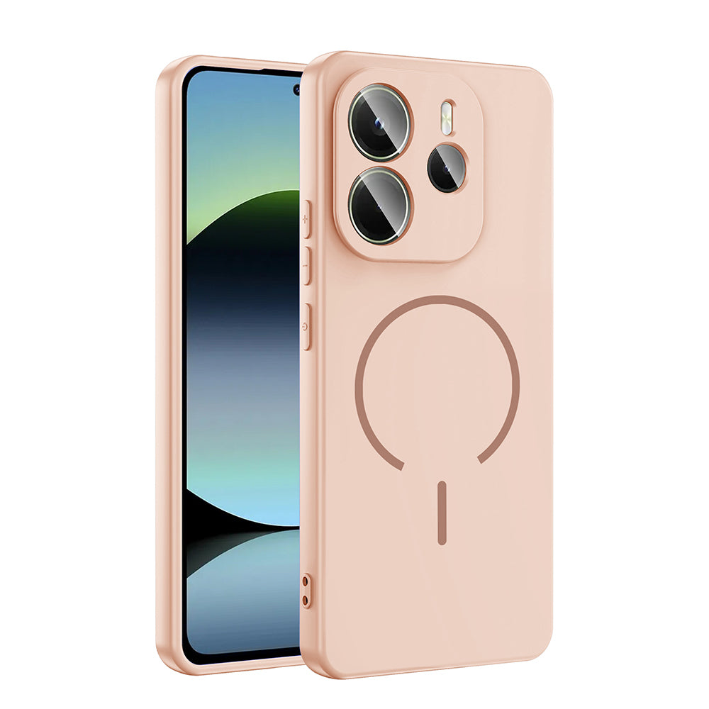 Xiaomi Redmi Note 14 4G Kılıf M-safe Şarj Özellikli Zore Meta Kapak Rose Pembe
