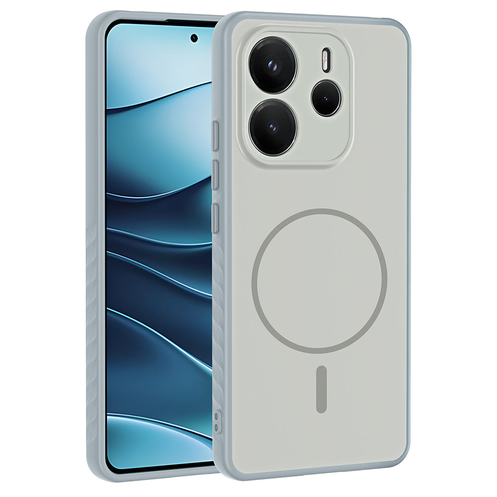 Xiaomi Redmi Note 14 4G Kılıf M-safe Şarj Özellikli Tea Kapak Gümüş