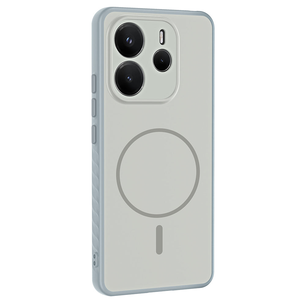 Xiaomi Redmi Note 14 4G Kılıf M-safe Şarj Özellikli Tea Kapak Gümüş