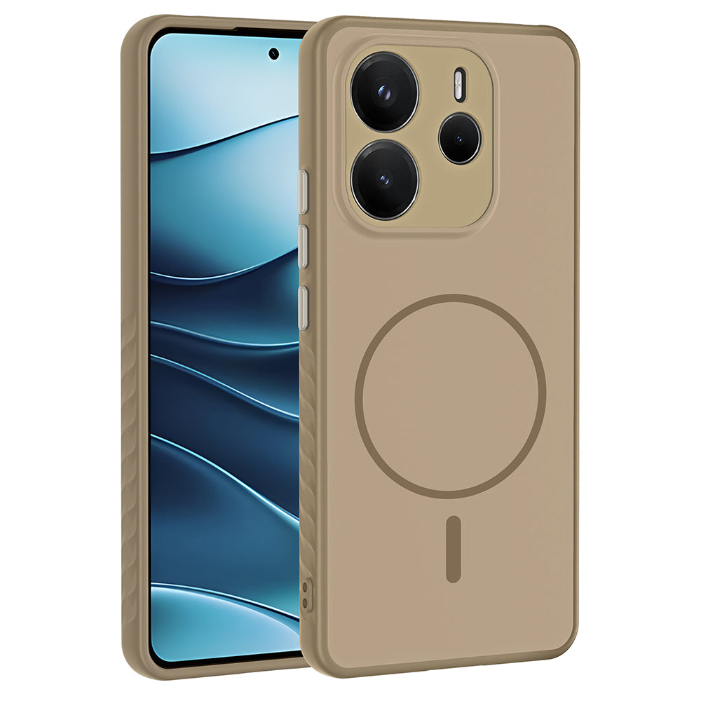 Xiaomi Redmi Note 14 4G Kılıf M-safe Şarj Özellikli Tea Kapak Gold