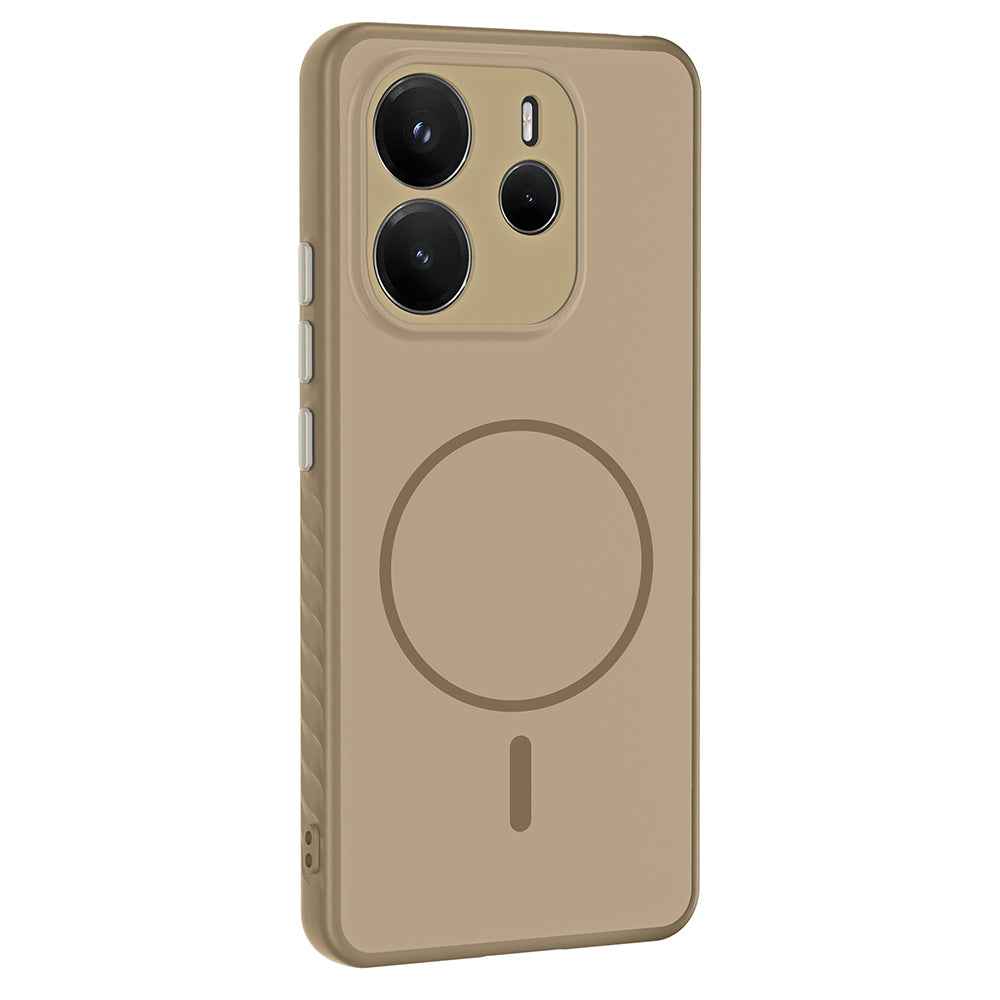 Xiaomi Redmi Note 14 4G Kılıf M-safe Şarj Özellikli Tea Kapak Gold