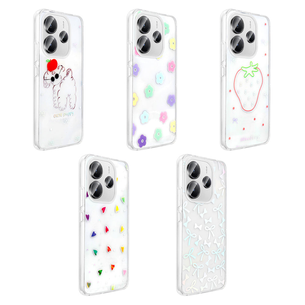 Xiaomi Redmi Note 14 4G Kılıf Şeffaf Figürlü Zore Folk Sert Kapak Kalp